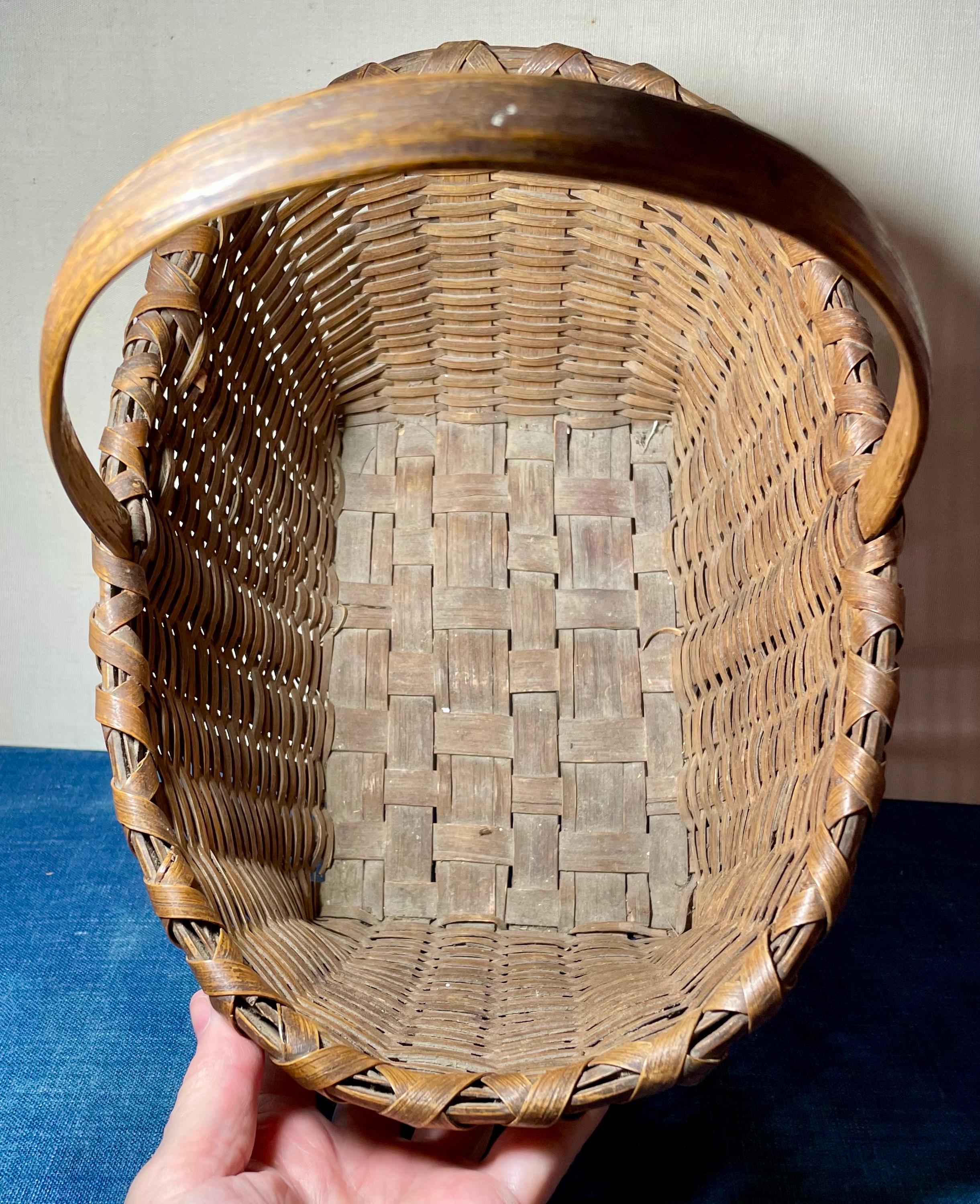 Antique White Oak Splint Gathering Basket - Etsy