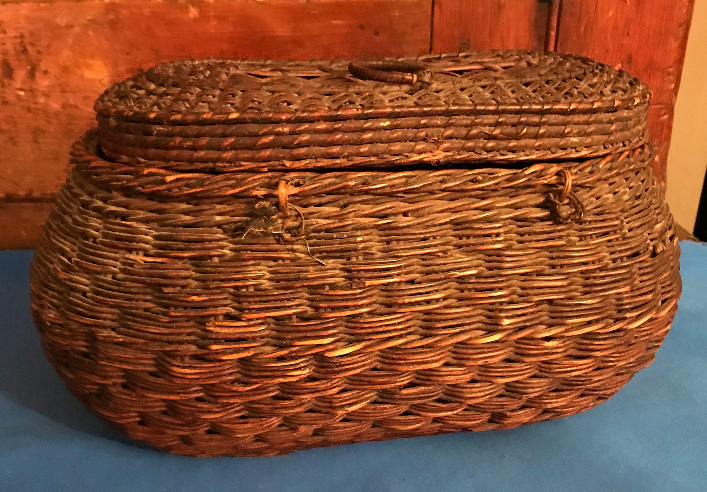 Antique Shaker Sewing Basket Oval Wicker Wickerwork Basket Etsy