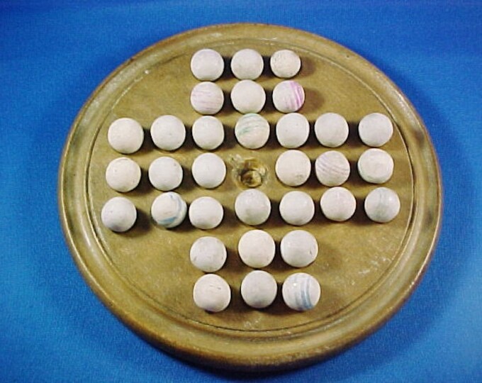 Antique Wooden Solitaire Board With Pottery Marbles Victorian - Etsy