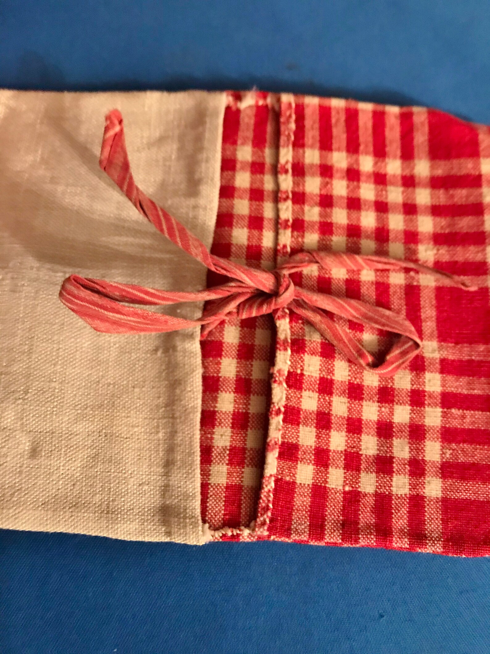 Antique Gingham and Homespun Doll Bed Cover and Bolster Cover Etsy