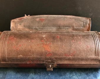Antique Tin Hanging Candle Box in Red Paint