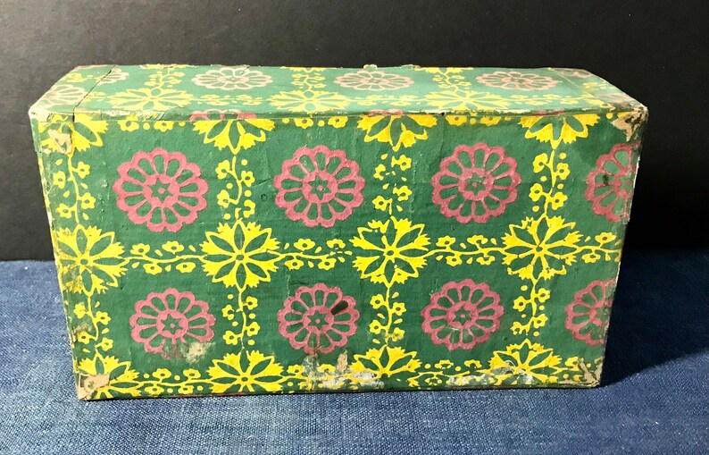 Antique Wallpaper Box Vibrant Hand Blocked Paper Etsy