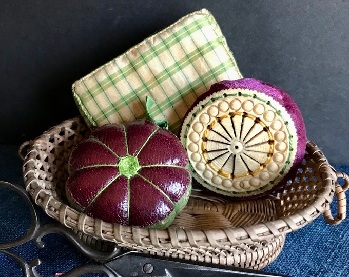 Antique Sewing Pincushions, Leather, Silk and Velvet Etsy