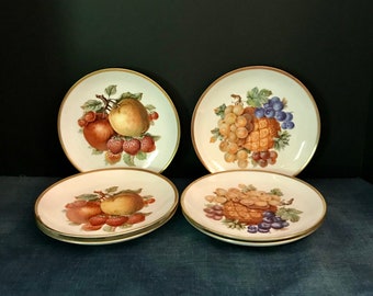 Antique German Fruit Plates, Set of Six, Mitterreich