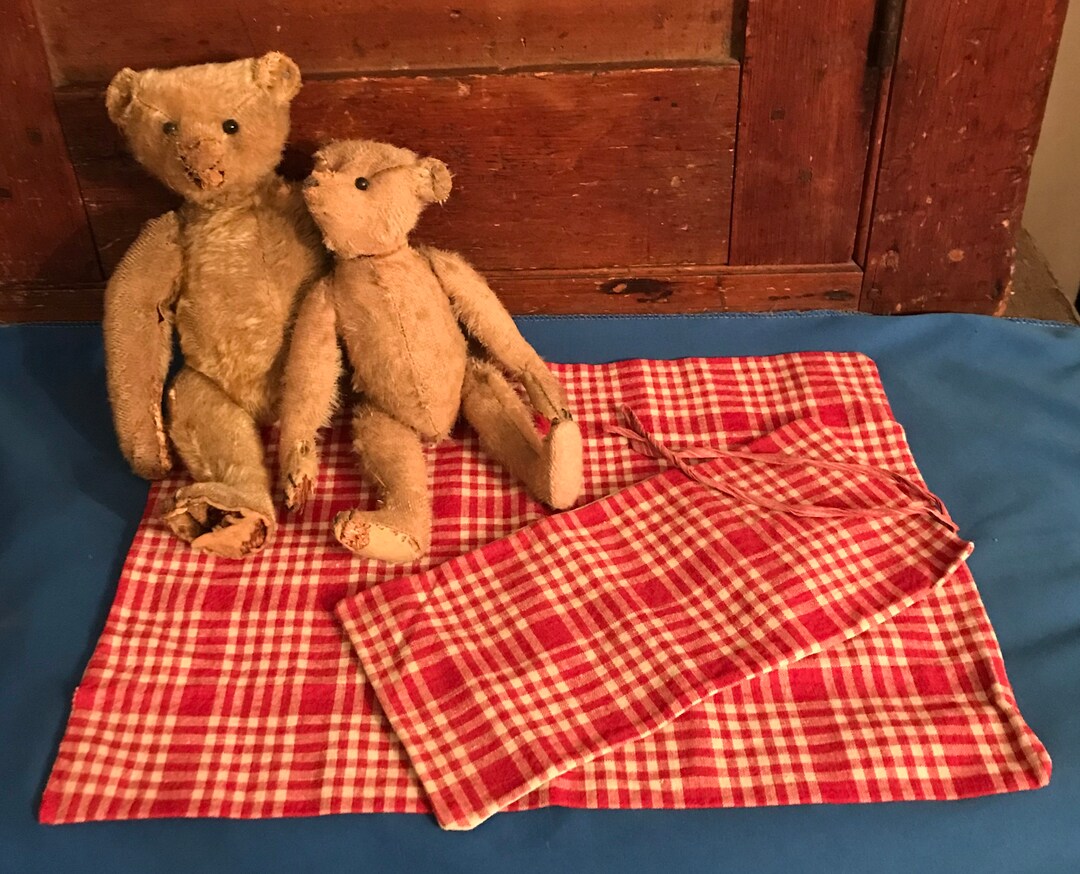 Antique Gingham and Homespun Doll Bed Cover and Bolster Cover, PA