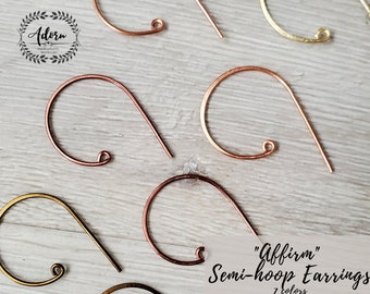 Affirmed. Simple semi-hoop post earrings with tiny end spiral. 7 colors. Adorn Handcrafted by Merrilee Joy
