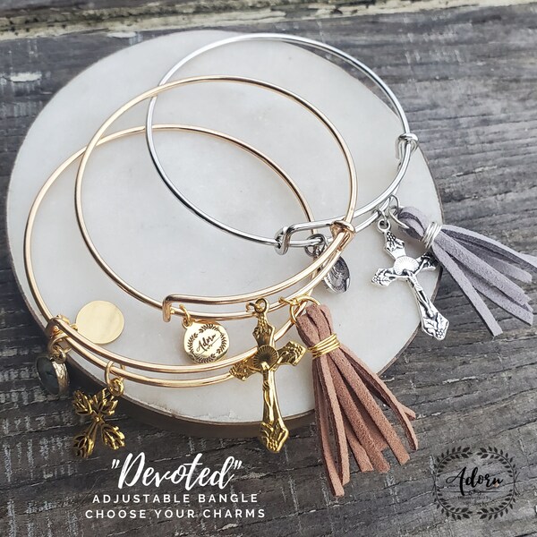 Gold Charm Bangle Etsy