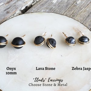 Stud Earrings 37 different Genuine Gemstones Crystals-Choose your Metal Gold, Silver, Copper, Double/Single Wrap Adorn Handcrafted Jewelry