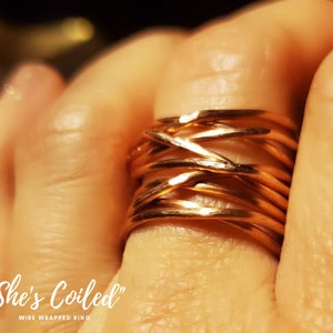 She's Coiled, He's Coiled- Thick Copper Wrapped Ring Unisex, male or female style ring