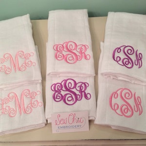 Monogrammed Burp Cloths Set of 2 image 1