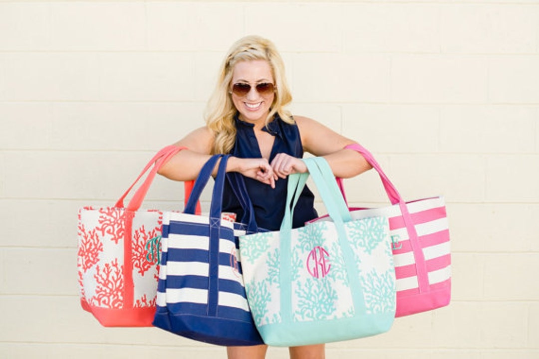 Monogrammed Canvas Tote - Etsy