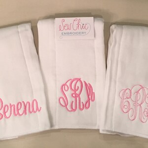 Monogrammed Burp Cloths Set of 2 image 3