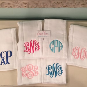 Monogrammed Burp Cloths Set of 2 image 2