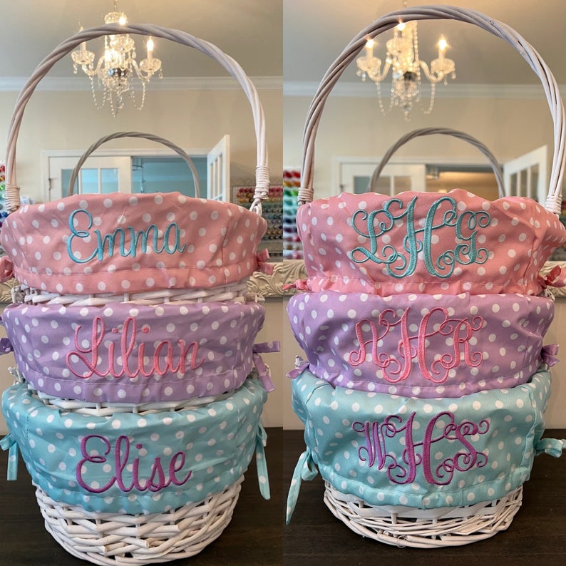 Monogrammed Easter Baskets Easter Basket with Liner image 3