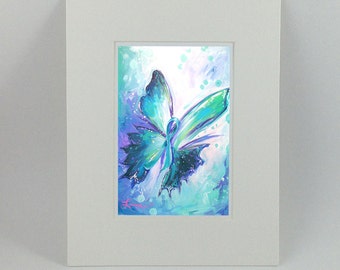 Artist Signed Matted Print Ovarian Cancer Butterfly