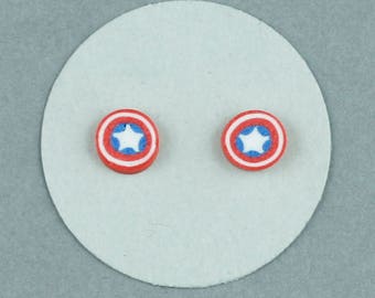 Captain America Shield Stud Earrings