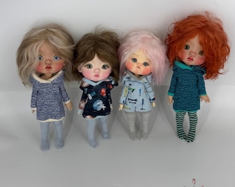 BJD Doll Outfit 26–29 cm, Hooded Tunic & Tights Set, GL, Koki , Qianqian body Doll Clothes, YOSD Handmade Outfit