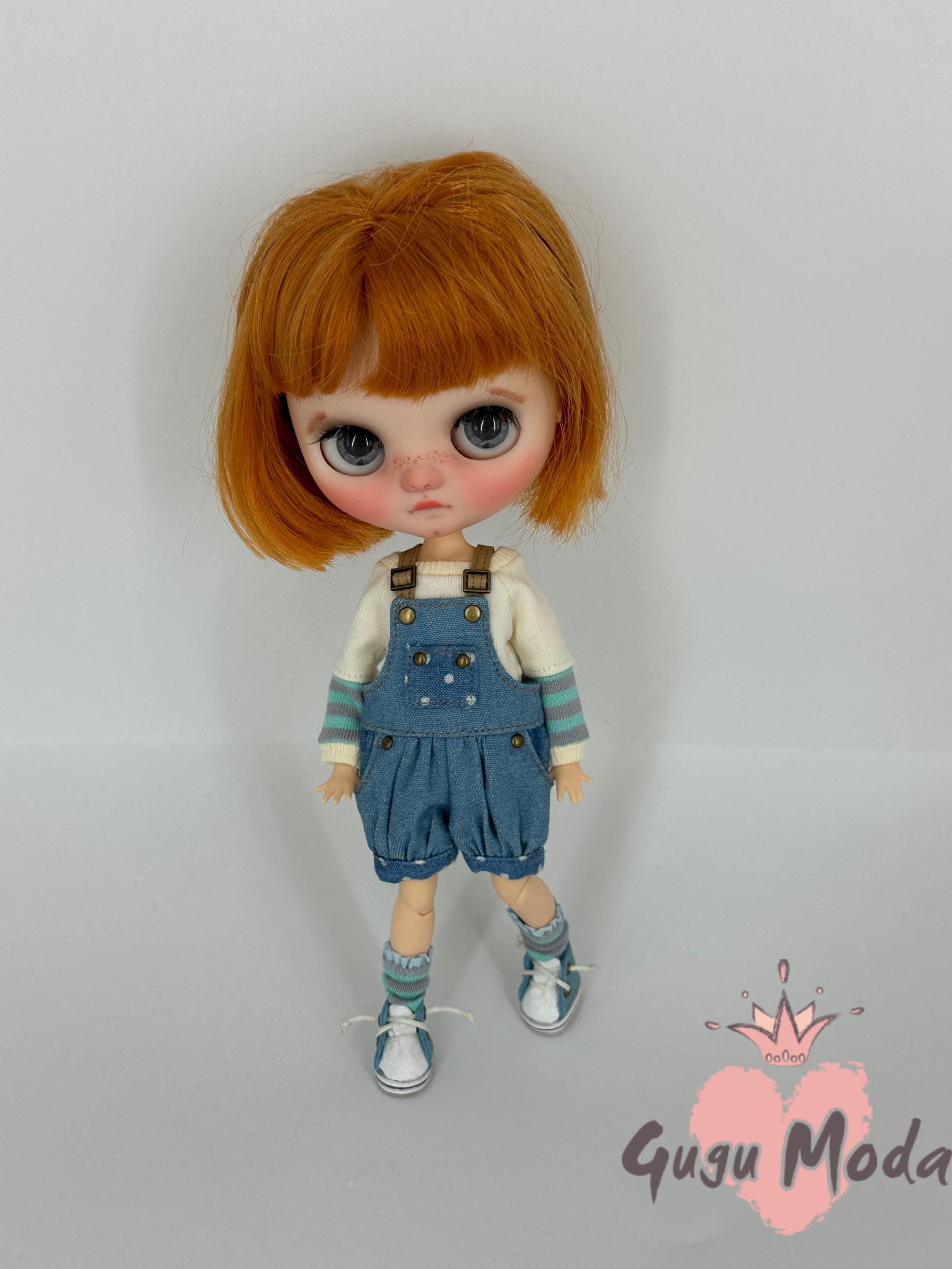 ♥プチブライス♥オーバーオール　デニムパンツ ミディブライスオーバーオール – 3スタイル – 20cmドール用デニム服