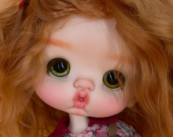 Custom BJD Doll 27 cm | Koki Body | Handmade Mohair Wig | Face Up by Artist | 2 Outfits | Art Doll | Free Shipping