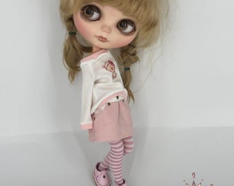 Blythe Outfit Set, Handmade Doll Clothes, Sweater Skirt