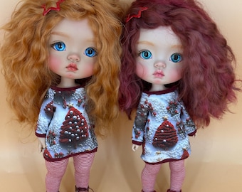 Christmas Tunic & Tights Sets for Qbaby Koki or Qianqian Body | Handmade doll clothes
