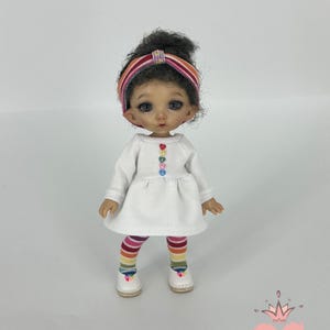 Rainbow Joy Outfit for PukiFee / Lati Yellow (15–16 cm Dolls) – Dress, Tights & Headband (Optional Shoes)