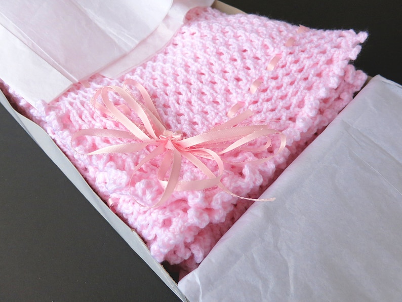 Pink Baby Hand Knit Crochet Afghan Blanket
