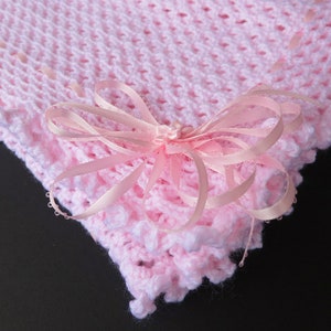 Pink Baby Hand Knit Crochet Afghan Blanket