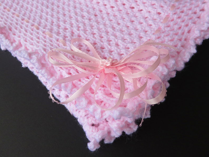 Pink Baby Hand Knit Crochet Afghan Blanket