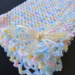 Multi-Colored Hand Knit Crochet Afghan Baby Blanket