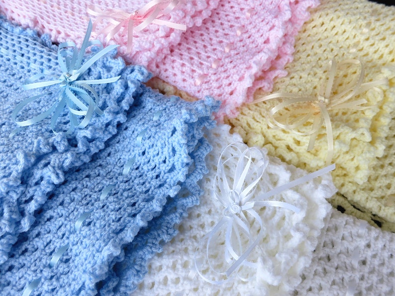Pink Baby Hand Knit Crochet Afghan Blanket