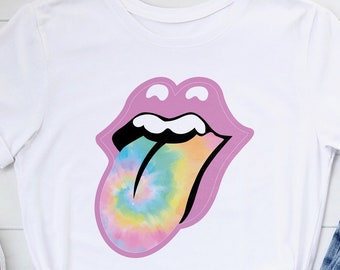 Tie Dye Tongue Music Lover Tshirt | Unisex Jersey Short Sleeve Tee | Lips | Concert T-shirt | FREE SHIPPING