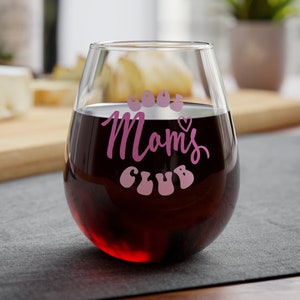 Cool Mom's Club Stemless Wine Glass, Mothers Day Gift, Mom Wine Glass, Gift for Mom, Mothers Day Gift for Mom, Stemless Wine Glass, 11.75oz image 1