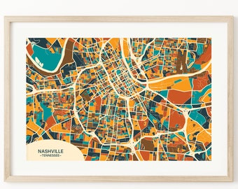 Nashville, TN Abstract Illustration Map Print