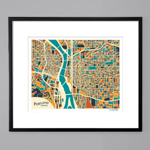 Portland, OR Abstract Illustration Map Print