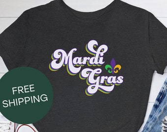 Retro Mardi Gras shirt | Bella+Canvas 3001 Tee | Mardi Gras | New Orleans | NOLA | Laissez Les Bon Temps | Fleur De Lis Tee | FREE Shipping