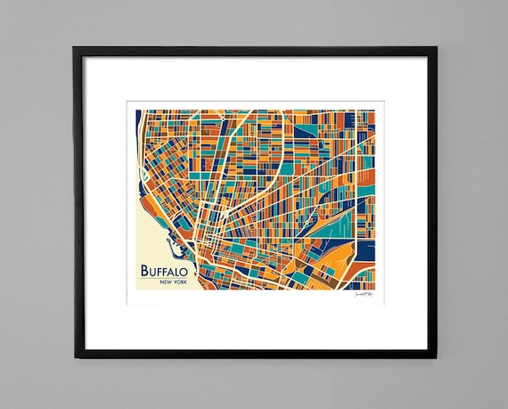 Buffalo, NY Abstract Illustration Map Print