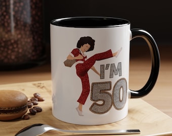 50th Birthday I'm 50 Sally O'Malley SNL White 11oz Ceramic Coffee + Tea Mug, Birthday Party Gift, Mother's Day Gift, Gift for Mom