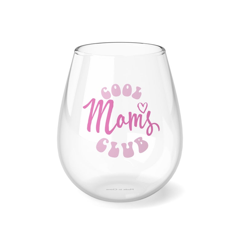 Cool Mom's Club Stemless Wine Glass, Mothers Day Gift, Mom Wine Glass, Gift for Mom, Mothers Day Gift for Mom, Stemless Wine Glass, 11.75oz image 3