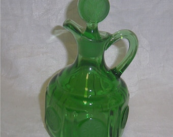 FOSTORIA GLASS COMPANY – Emerald Green Coin Glass Cruet