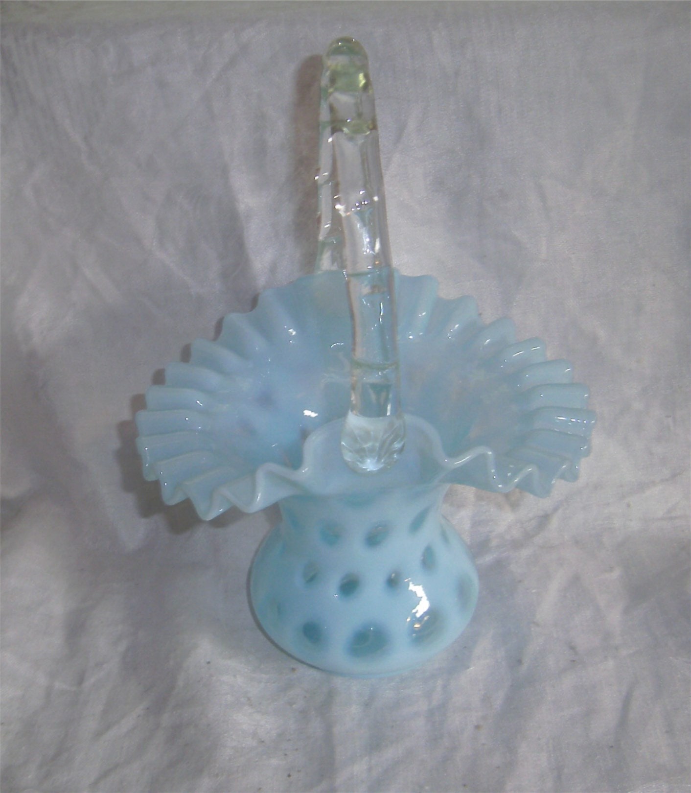 FENTON ART GLASS Blue Opalescent – Coin Dot - #1925 Basket - Etsy