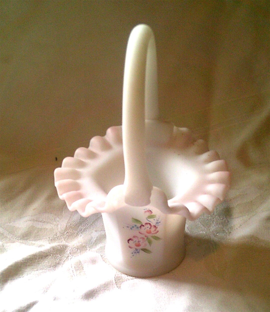 FENTON ART GLASS Rose Garden – Basket - Etsy