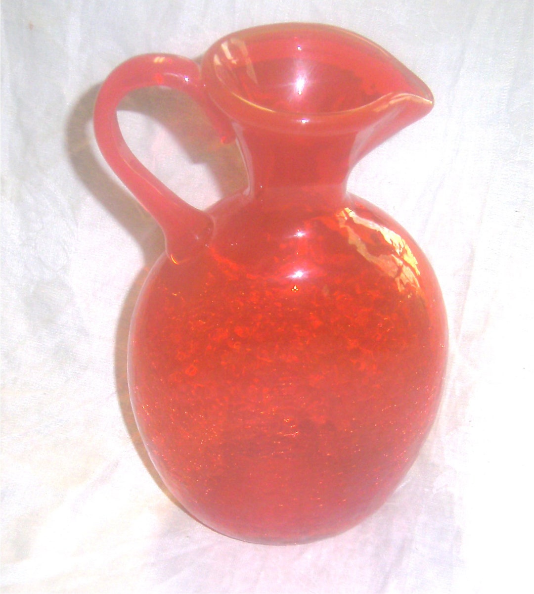 PILGRIM GLASS COMPANY Orange Crackle Glass 10 Jug Etsy