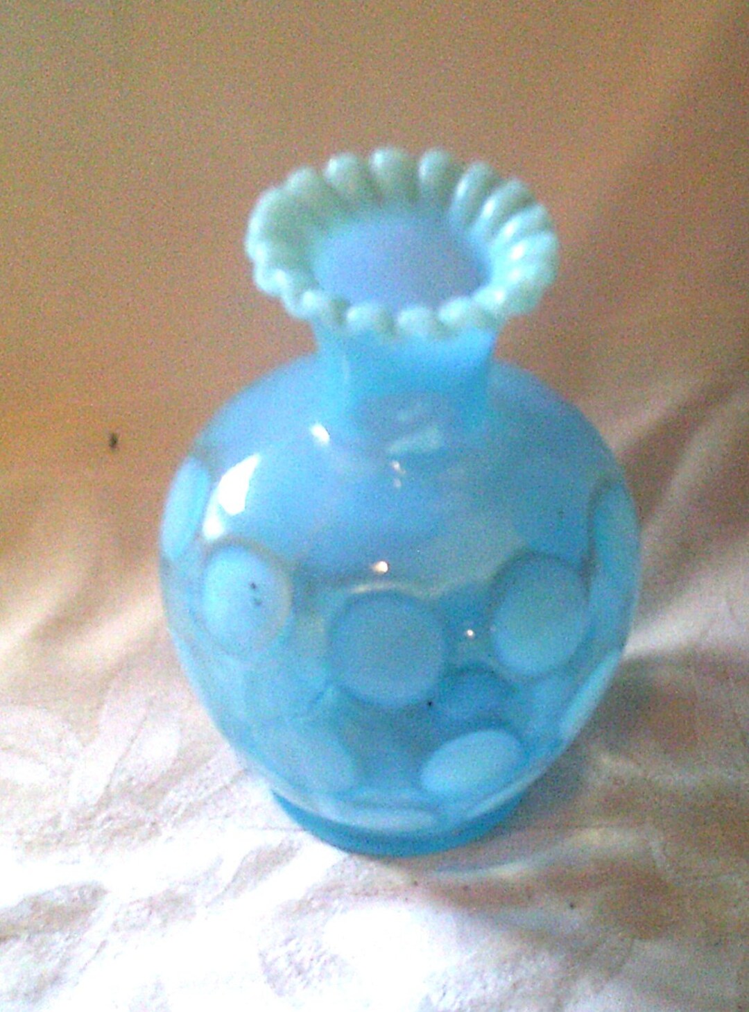 FENTON ART GLASS Blue Opalescent Dot Optic – 5'' Vase - Etsy