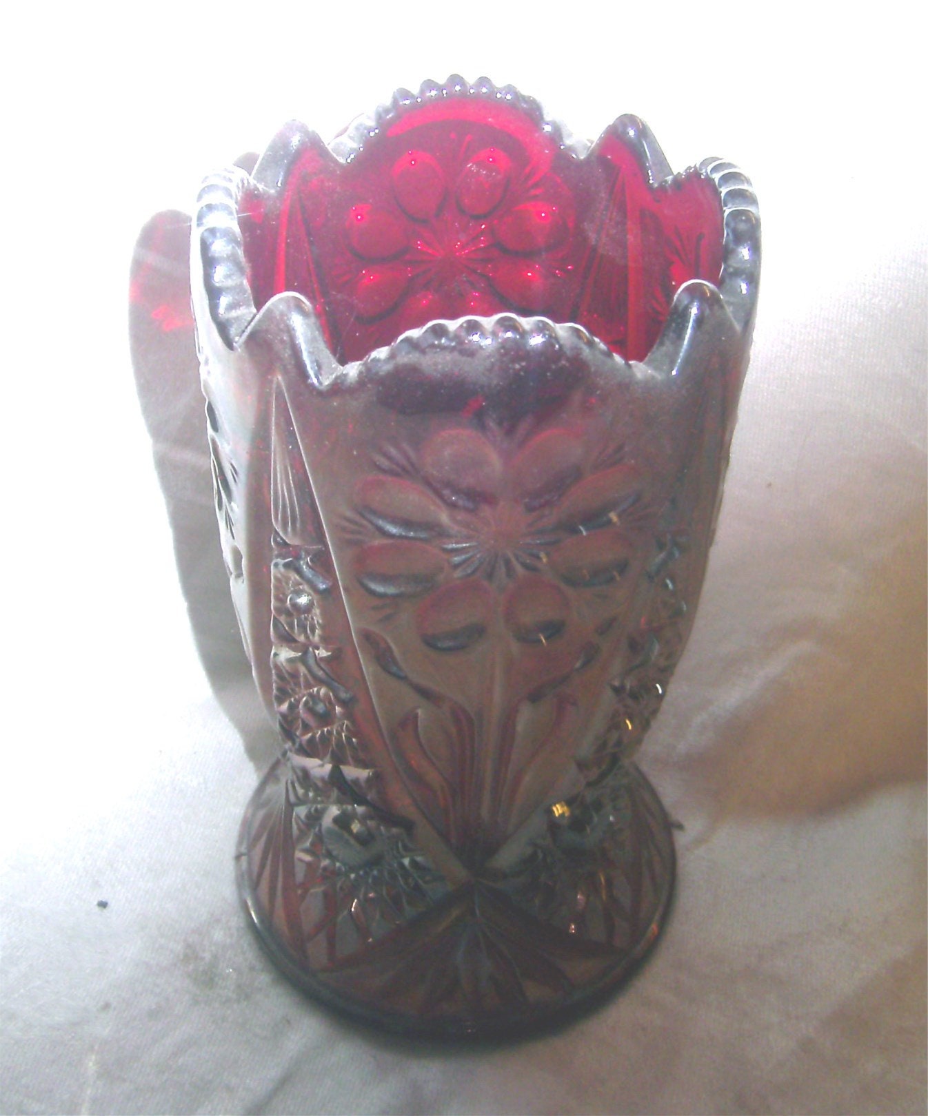 FENTON ART GLASS Ruby Carnival 9” Floral Vase – Imperial Mould - Etsy