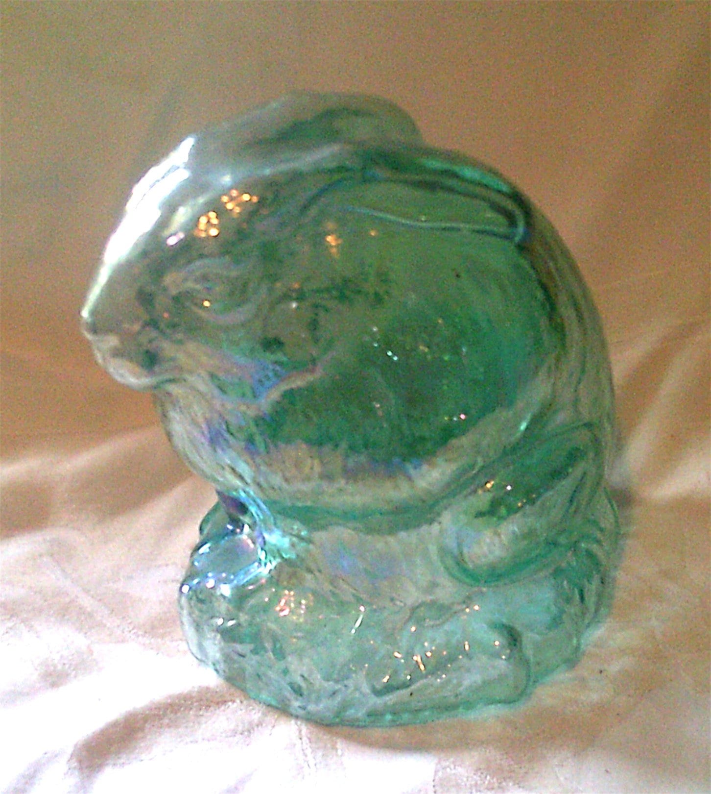 FENTON ART GLASS - Aquamarine Carnival – Rabbit Figural – Made for Qvc ...