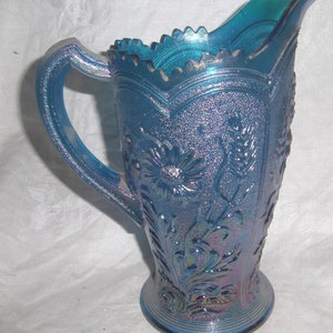 Summit Glass Company \u2013 Westmoreland Picnic Basket Covered Dish \u2013 Bermuda Blue Carnival Glass \u2013 1980's Summit Glass Company \u2013 Westmoreland Picnic Basket Covered Dish \u2013 Bermuda Blue Carnival Glass \u2013 1980's