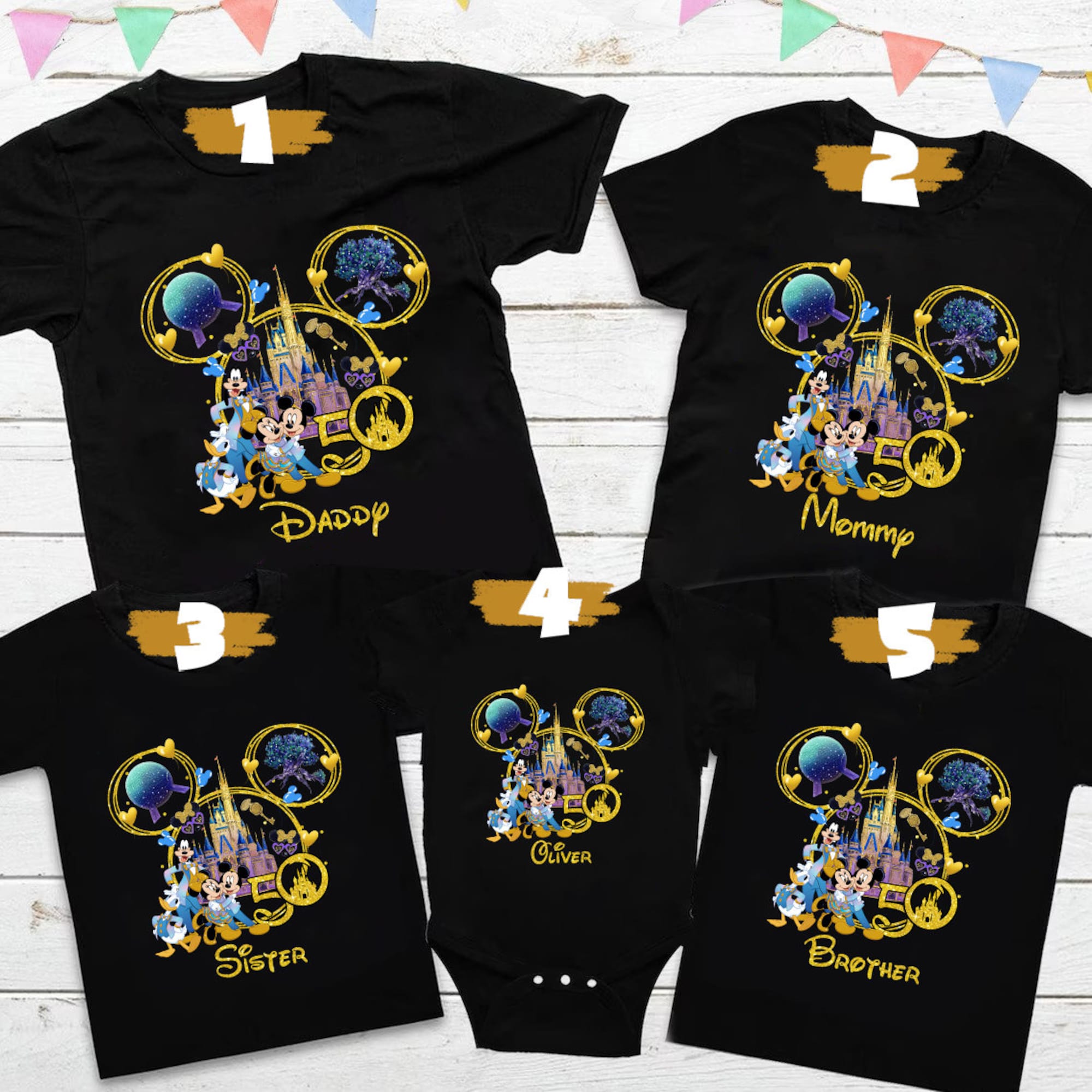 Personalisierte Disney 50 jahre Familienhemden Matching Tshirt Personalisierte Disney 50 jahre Familienhemden Matching Tshirt
