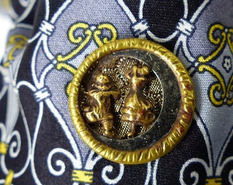 Upcycled  antique circa. 1900 delicate" Victorian Cosplay" repurposed as a magnetic tie tack or lapel pin with silk covered back button.