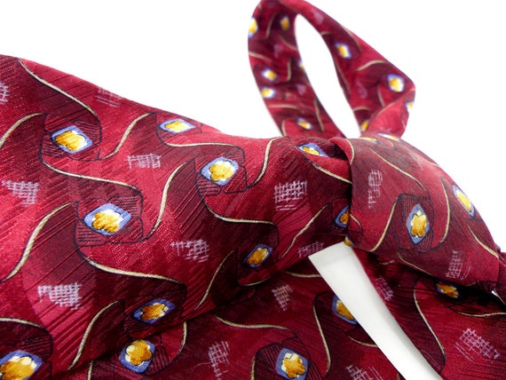 Burgundy thumbprint silk necktie by Robert Talbot… - image 4